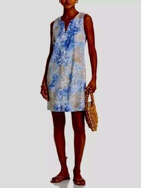 Tommy Bahama Palm A Dora Dolce Tropical Print Linen blend Dress XS